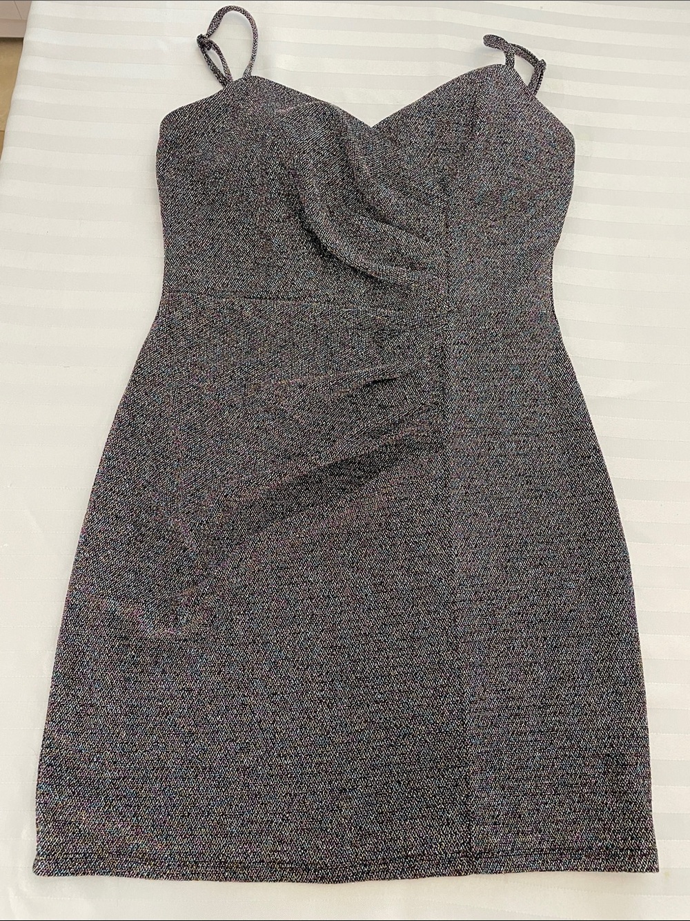 Trixxi Sparkle Mini Dress in Multi-Silver Shimmer